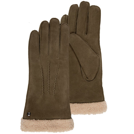 Guantes Mujer cuero ateriopelado forrados Oliva - Isotoner