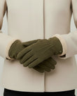 Guantes Mujer cuero ateriopelado forrados Oliva