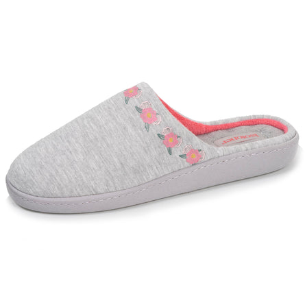 Zapatillas de casa chinelas Mujer Flores Gris claro - Isotoner
