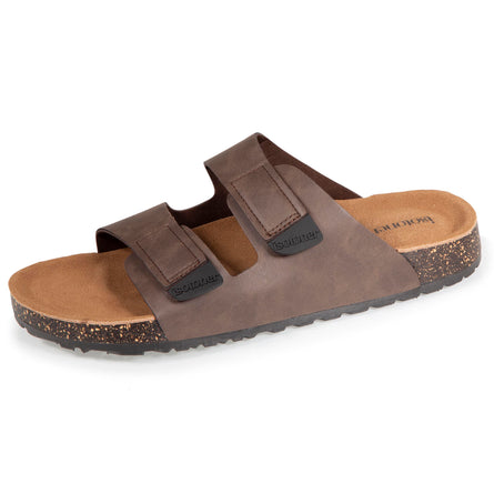 Mules sandalias Hombre Doble Correa velcro Marrón - Isotoner