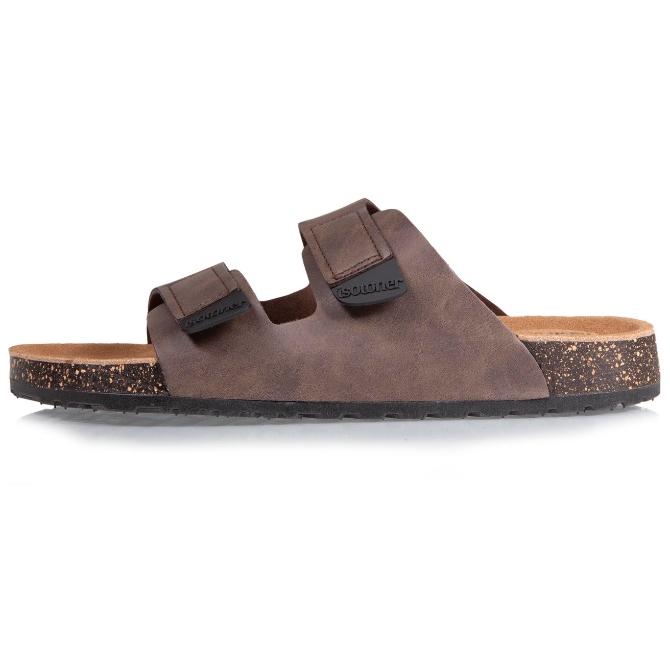 Mules sandalias Hombre Doble Correa velcro Marrón