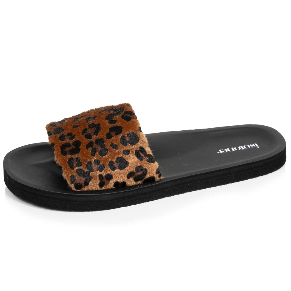 Mules chancletas Mujer moldeadas Leopardo/Negro - Isotoner
