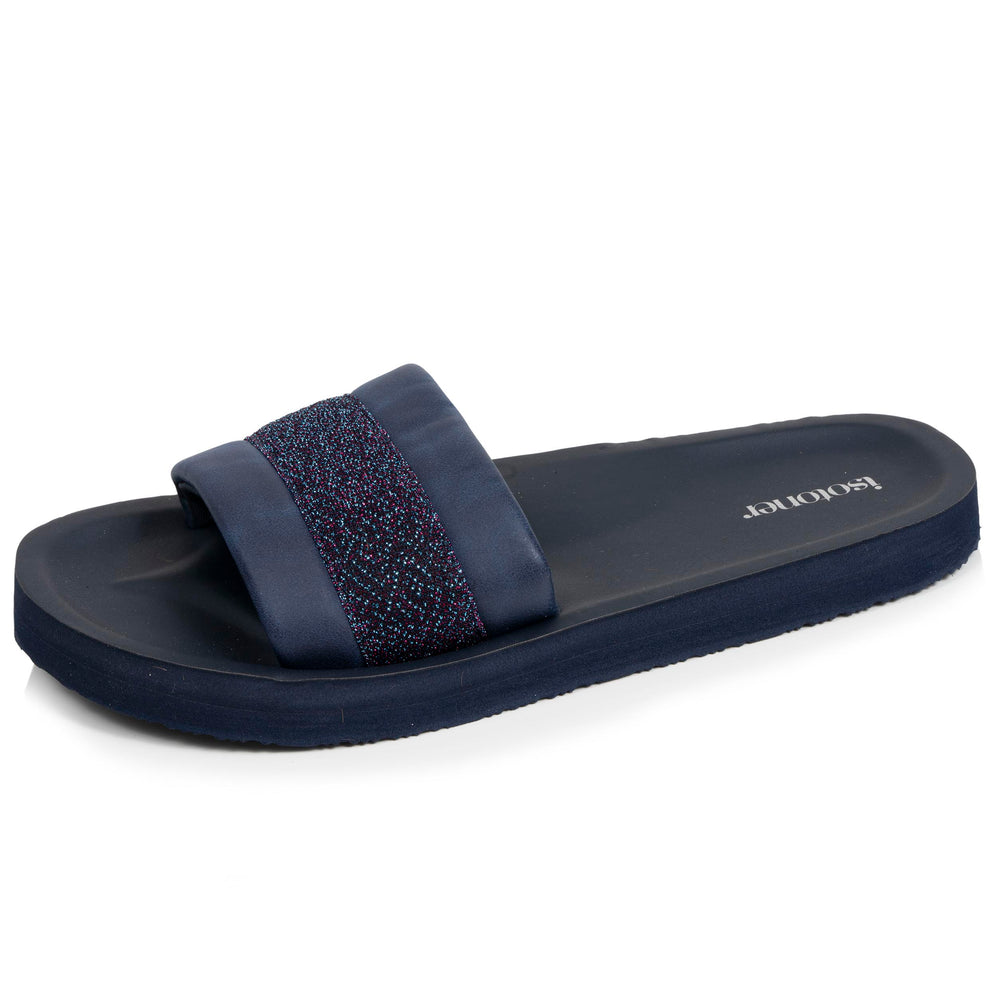 Mules chancletas Mujer moldeadas Marino purpurina - Isotoner