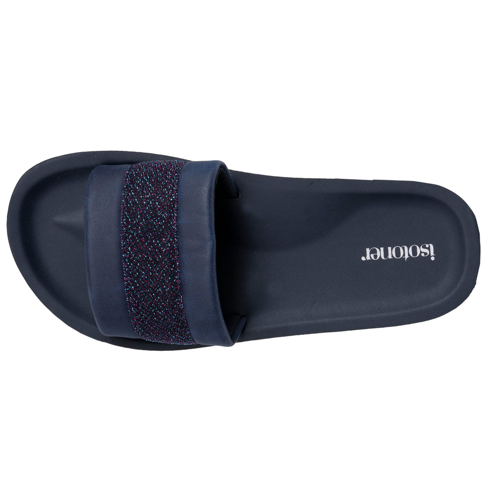 Mules chancletas Mujer moldeadas Marino purpurina - Isotoner