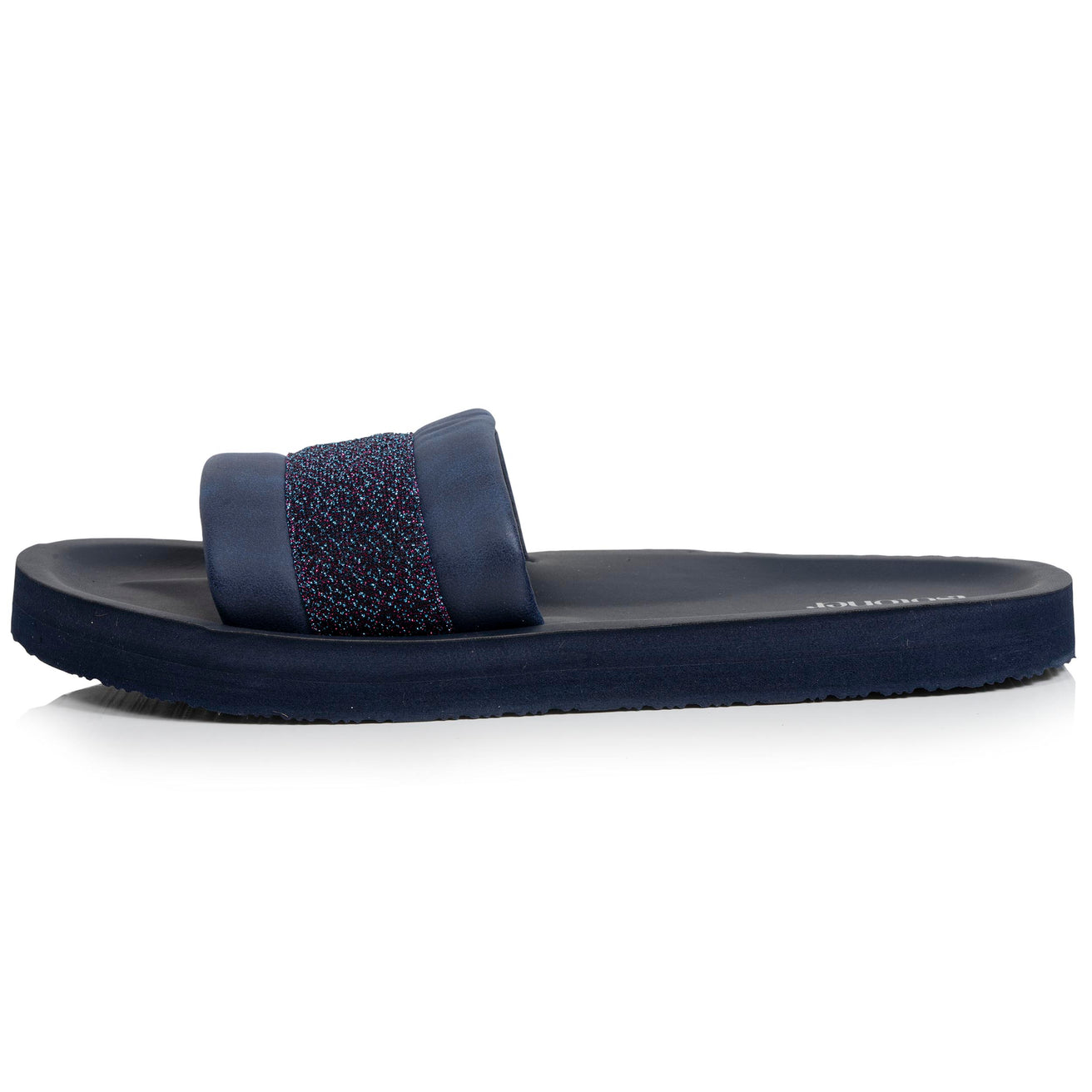 Mules chancletas Mujer moldeadas Marino purpurina