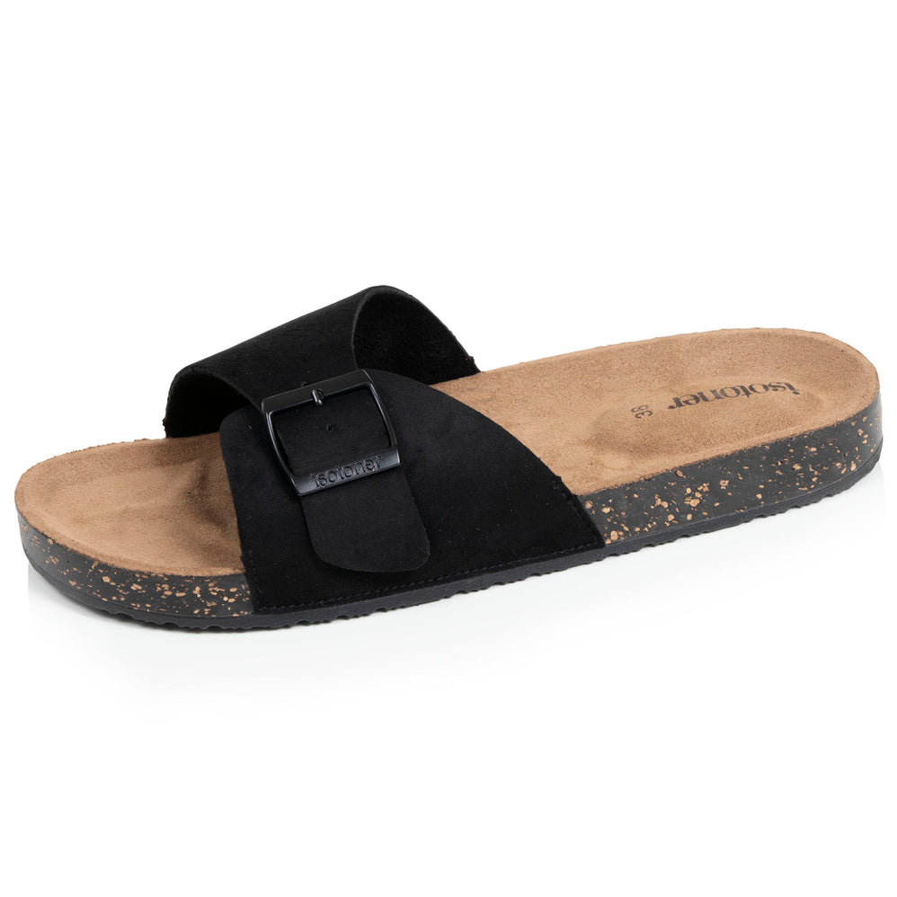 Mules sandalias Mujer sola correa Negro - Isotoner