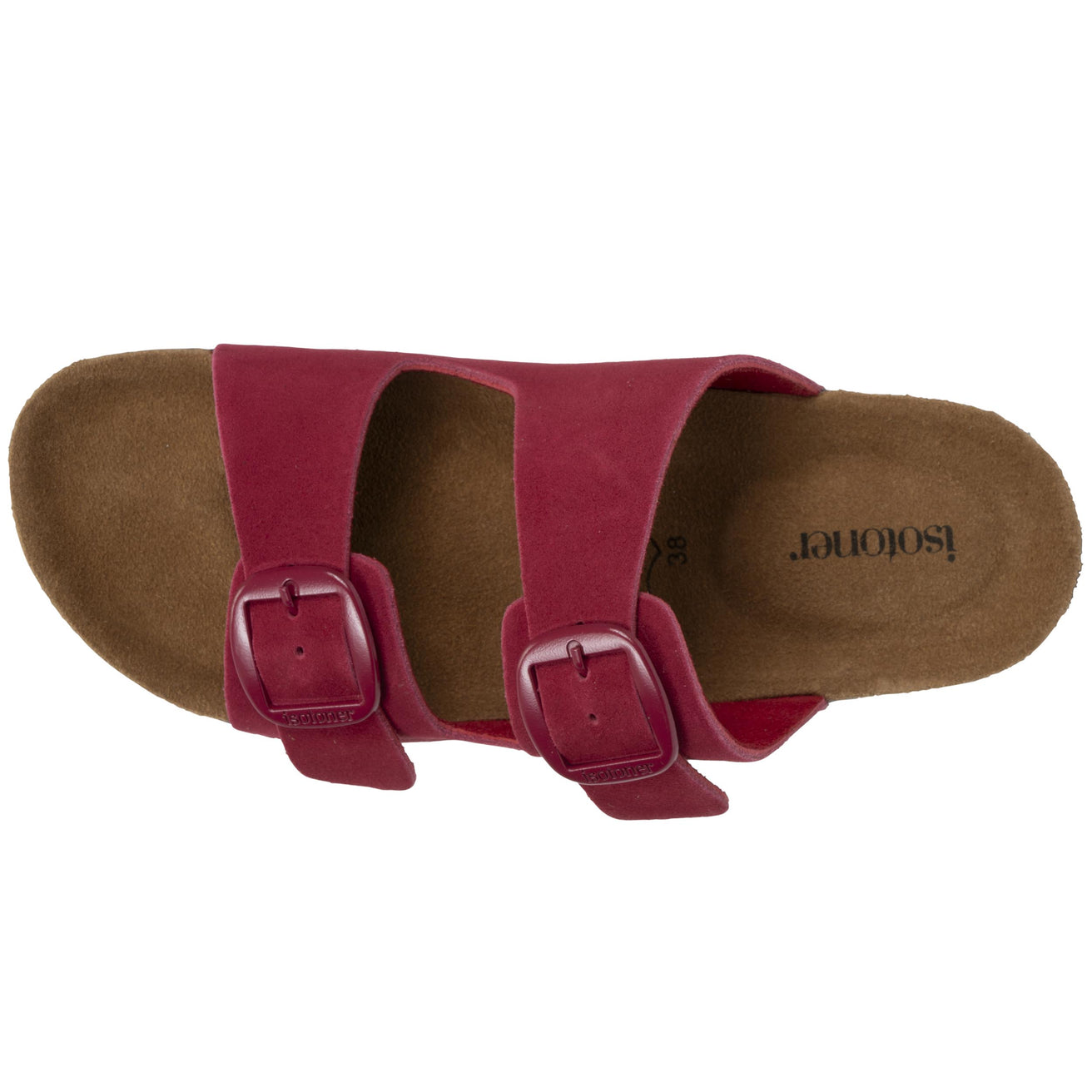 Mules sandalias Mujer Doble Correa cuero Frambuesa