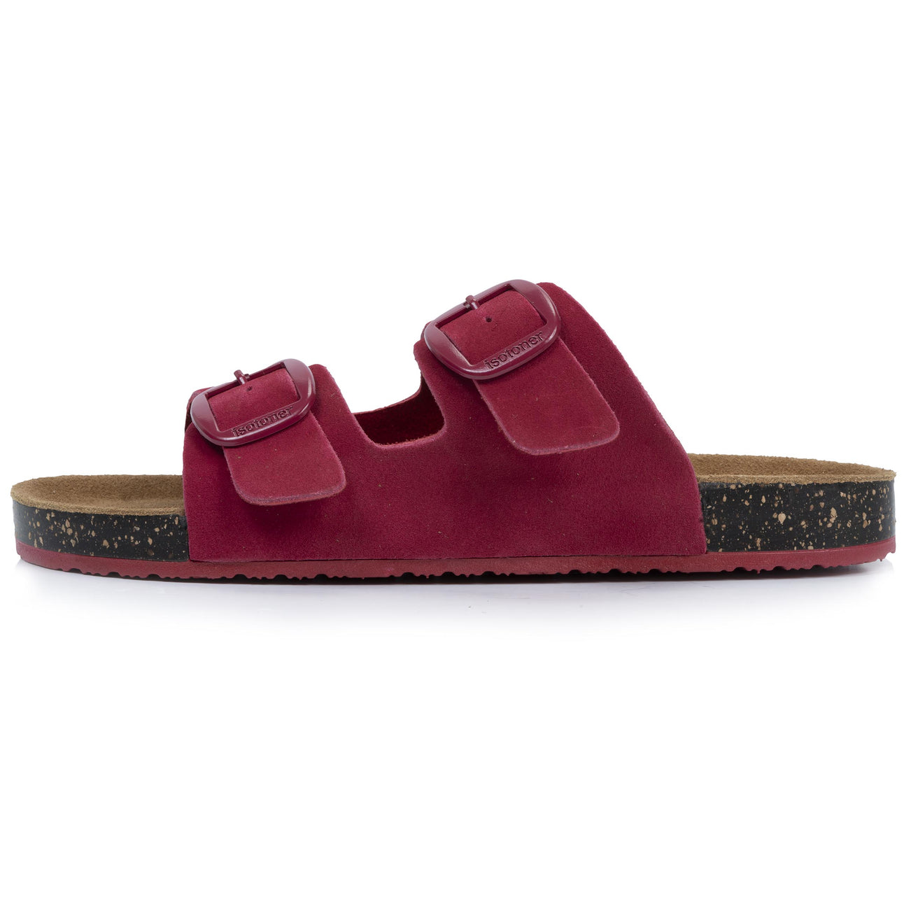 Mules sandalias Mujer Doble Correa cuero Frambuesa