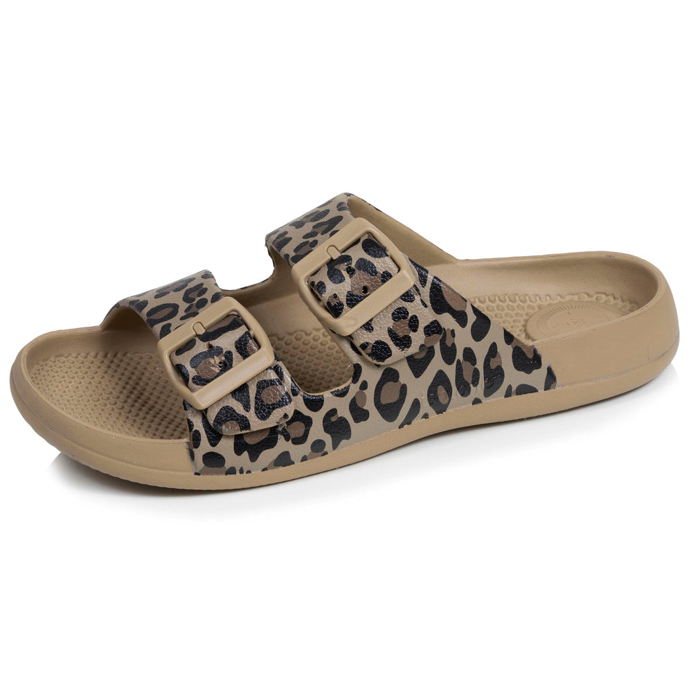 Mules chancletas Mujer ajustable Leopardo - Isotoner