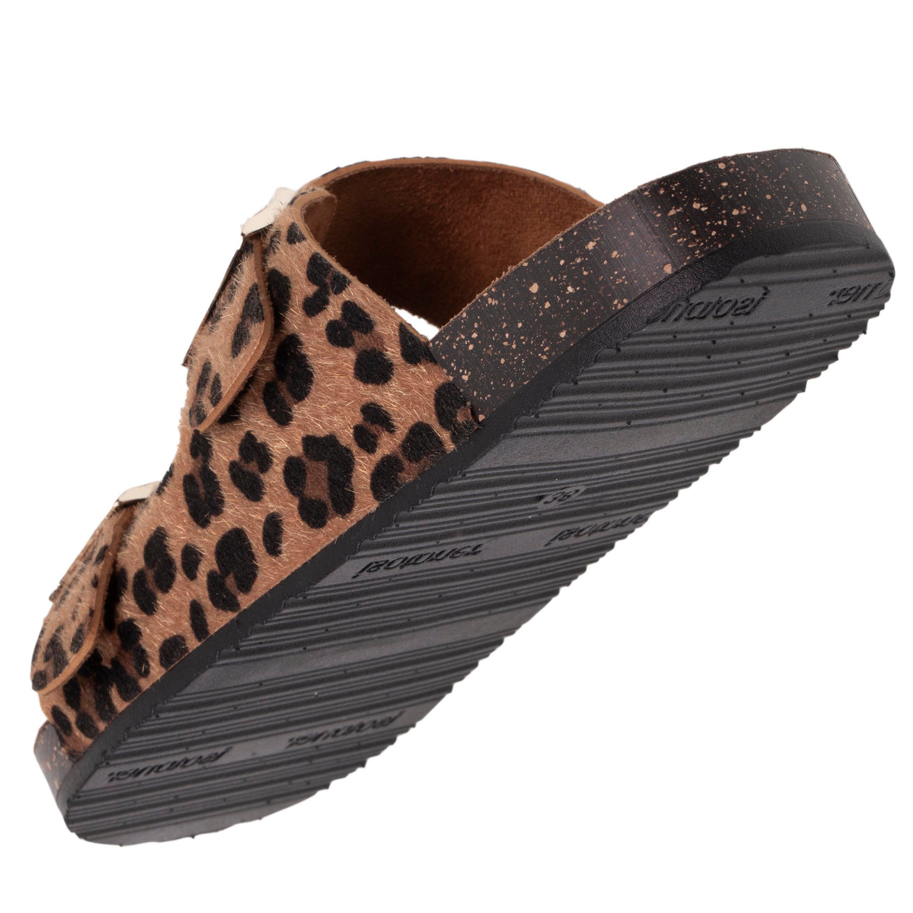 Mules sandalias Mujer Doble Correa Leopardo