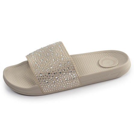Mules chancletas Mujer brillante Beige - Isotoner