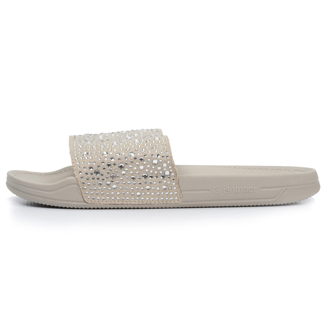 Mules chancletas Mujer brillante Beige