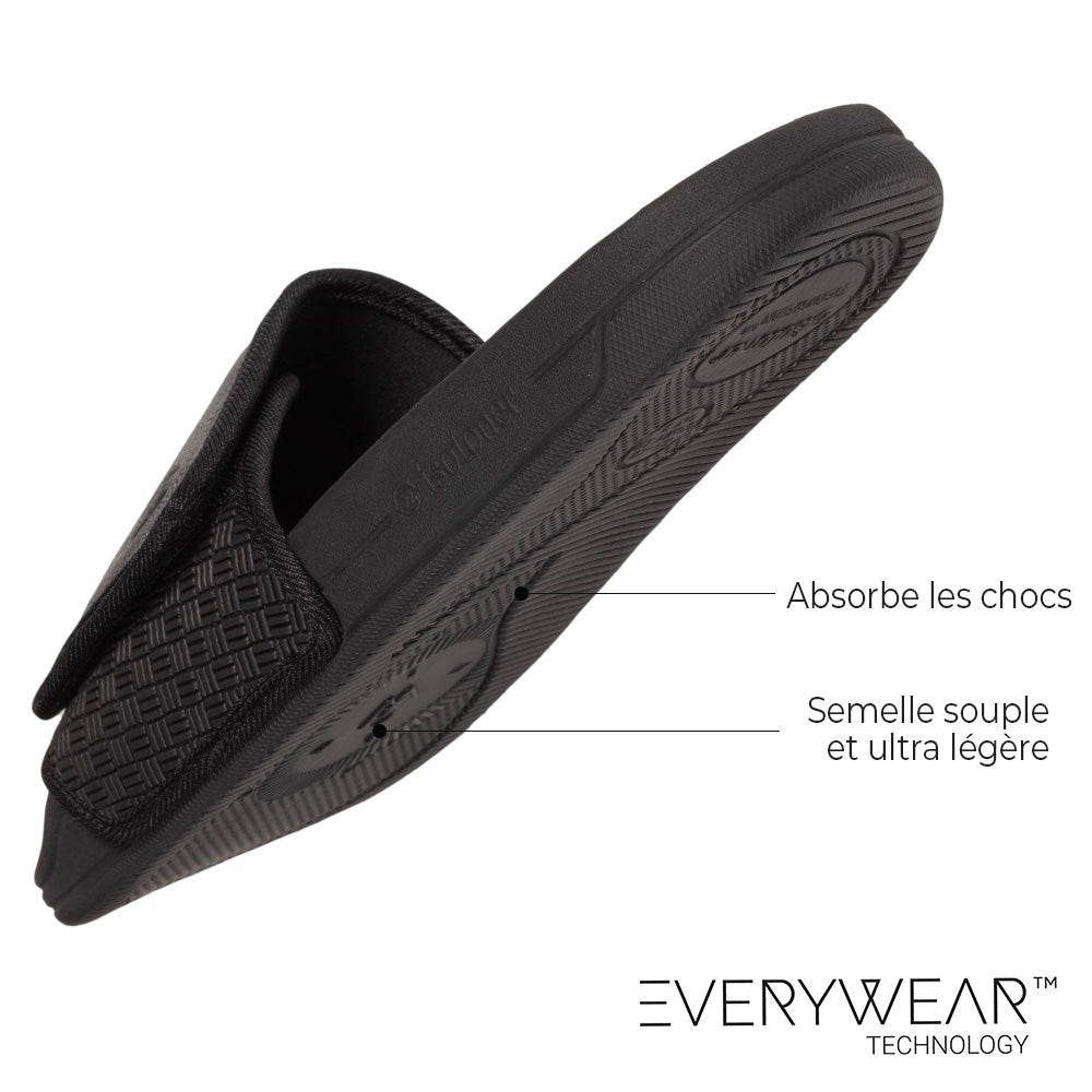 Mules chancletas Hombre Negro logo confort