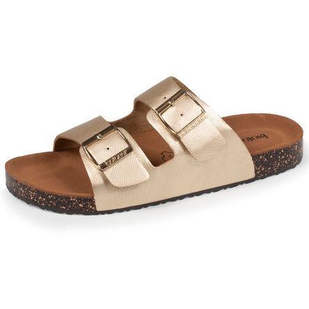 Mules sandalias Mujer Doble Correa Dorado - Isotoner