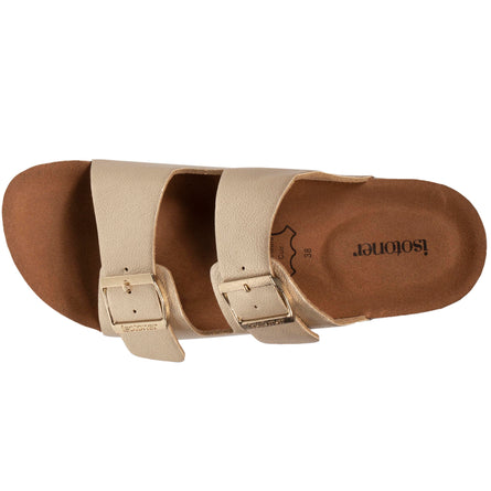 Mules sandalias Mujer Doble Correa Dorado - Isotoner