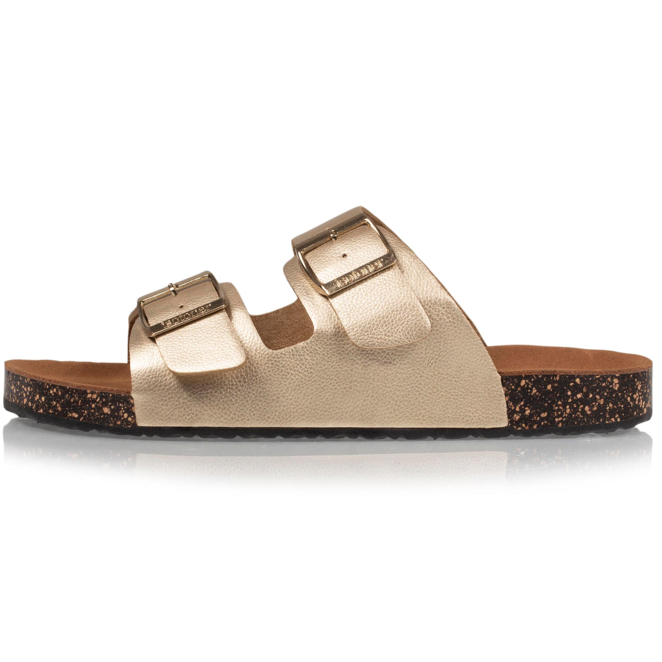 Mules sandalias Mujer Doble Correa Correa Dorado
