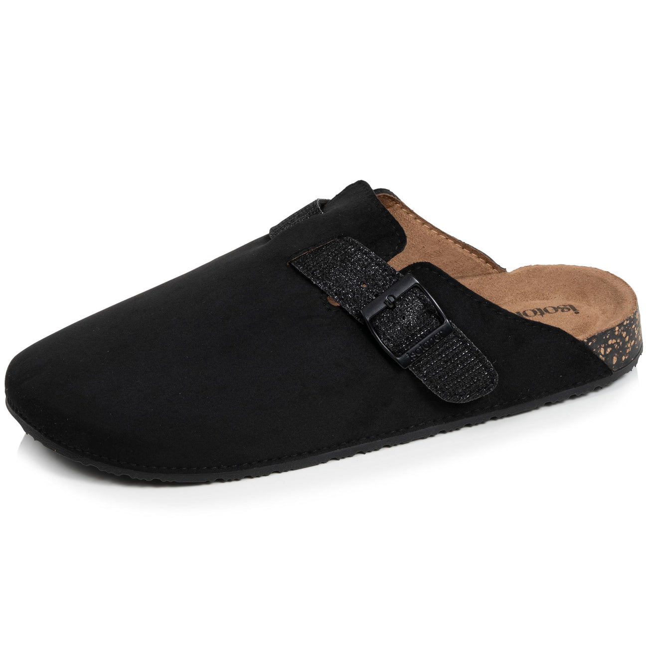 Zuecos Mujer Negro purpurina