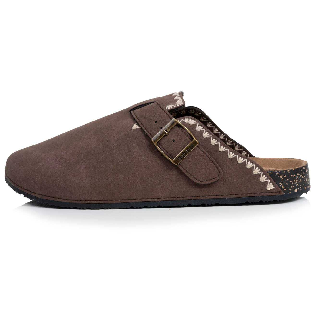 Zuecos Mujer Chocolate bordado