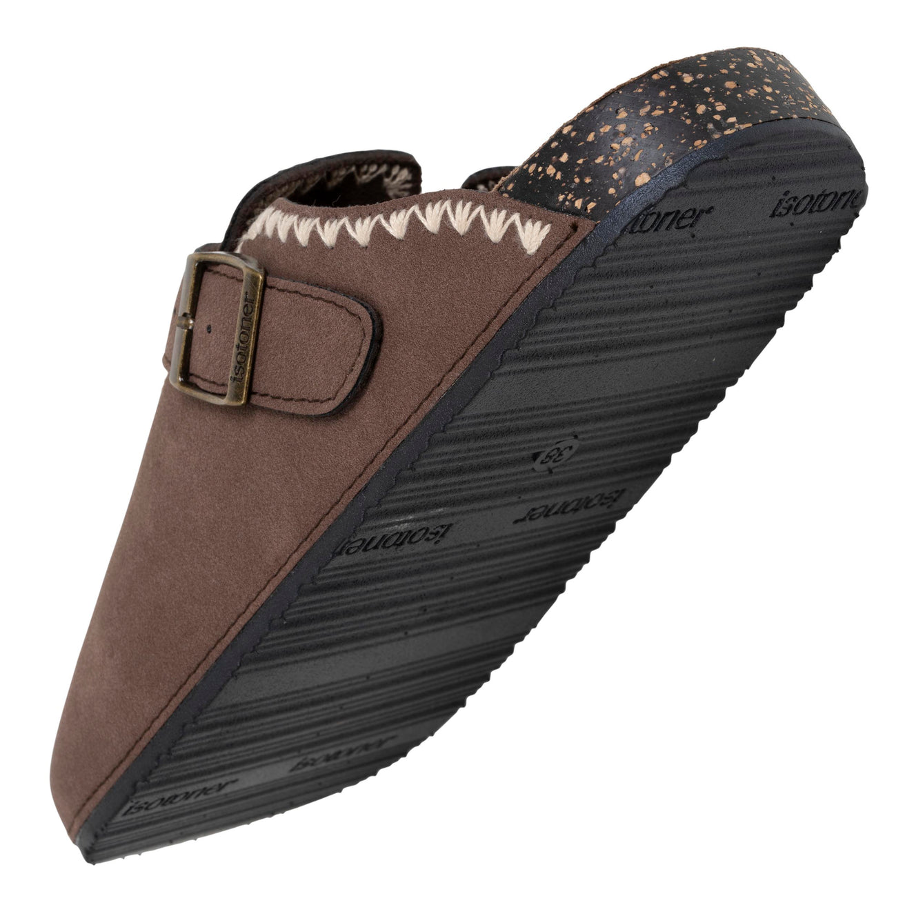 Zuecos Mujer Chocolate bordado