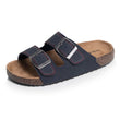 Mules sandalias Niños doble tira Marino pespuntes