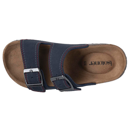 Mules sandalias Niños doble tira Marino pespuntes - Isotoner