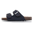 Mules sandalias Niños doble tira Marino pespuntes