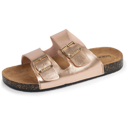 Mules sandalias Mujer Doble Correa Rosa metálico - Isotoner
