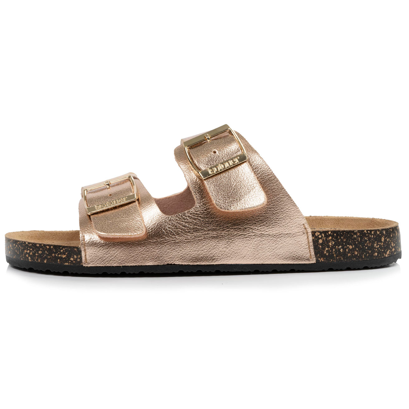 Mules sandalias Mujer Doble Correa Rosa metálico