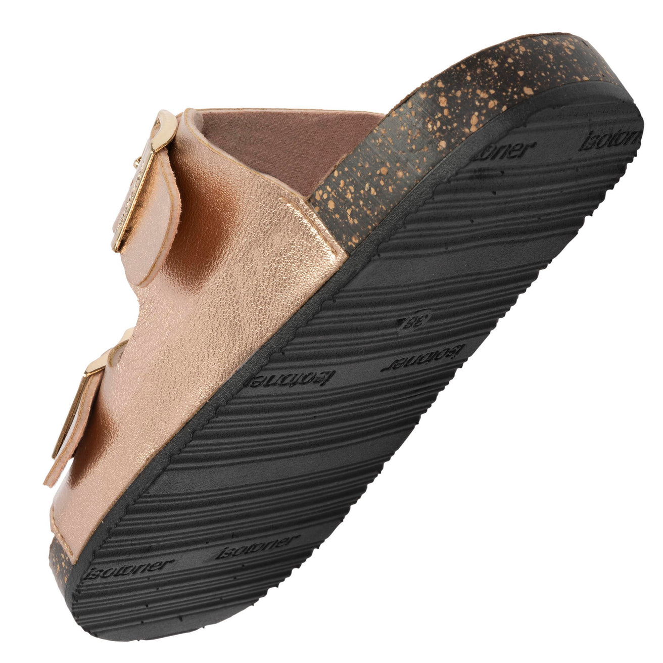 Mules sandalias Mujer Doble Correa Rosa metálico