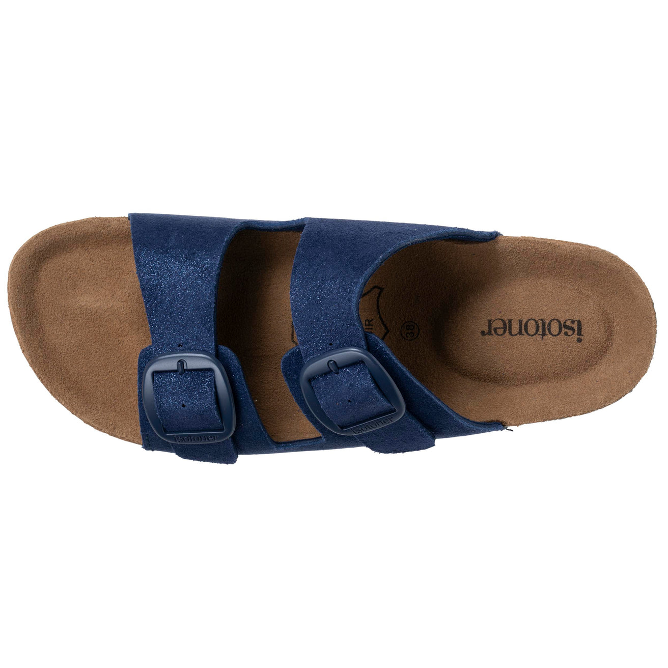 Mules sandalias Mujer Doble Correa cuero Azul oscuro