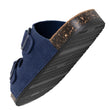 Mules sandalias Mujer Doble Correa cuero Azul oscuro
