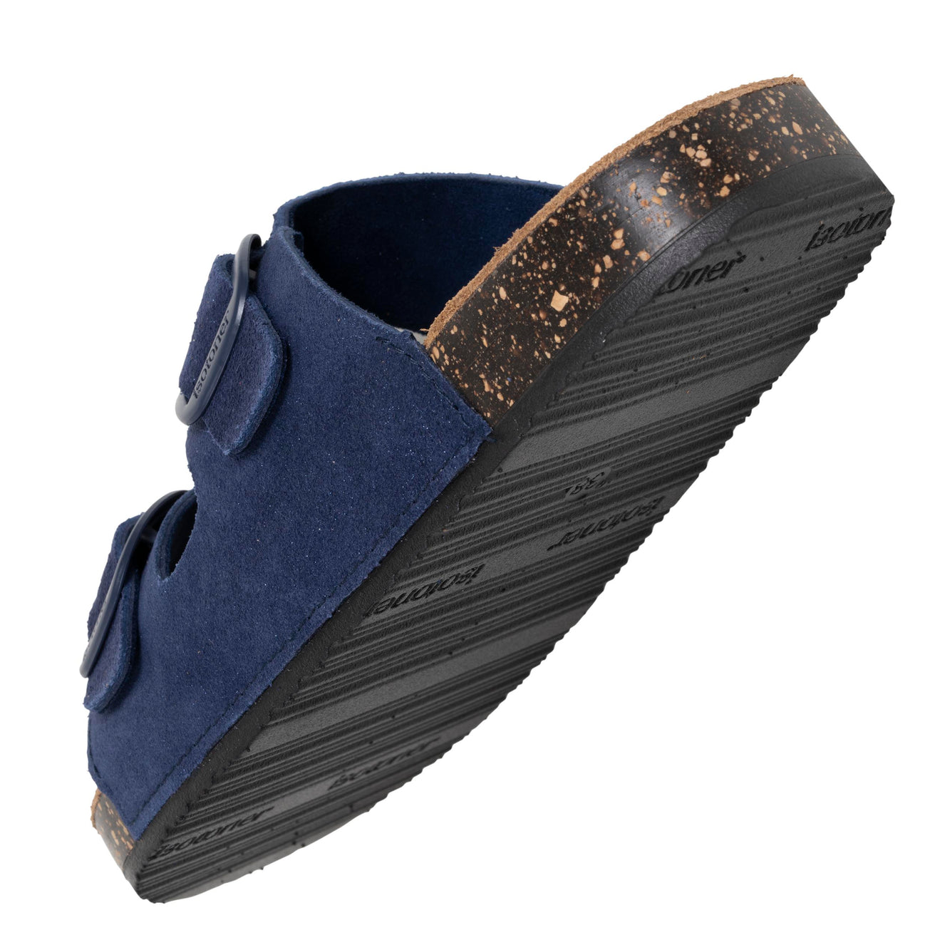 Mules sandalias Mujer Doble Correa cuero Azul oscuro