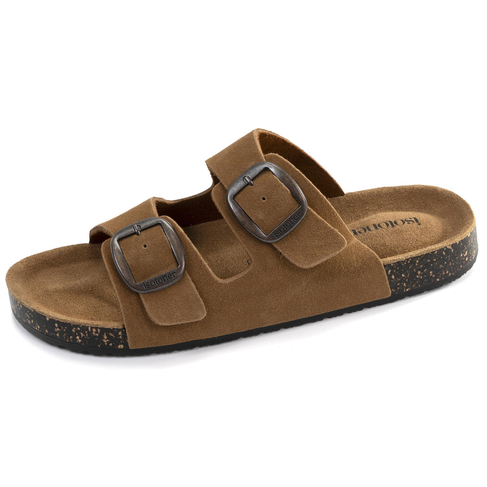 Mules sandalias Mujer Doble Correa cuero Camel - Isotoner