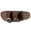 Mules sandalias Mujer Doble Correa cuero Camel leopardo