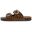 Mules sandalias Mujer Doble Correa cuero Camel leopardo