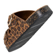 Mules sandalias Mujer Doble Correa cuero Camel leopardo