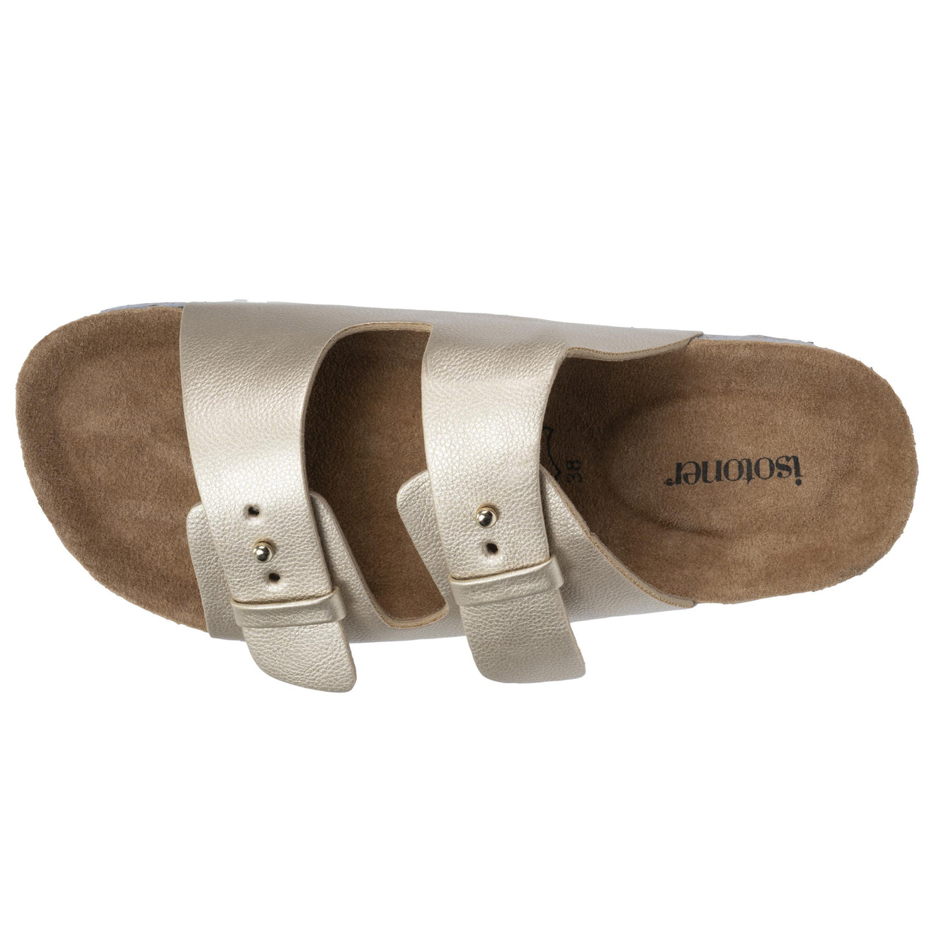 Mules sandalias Mujer Doble Correa plataforma Dorado