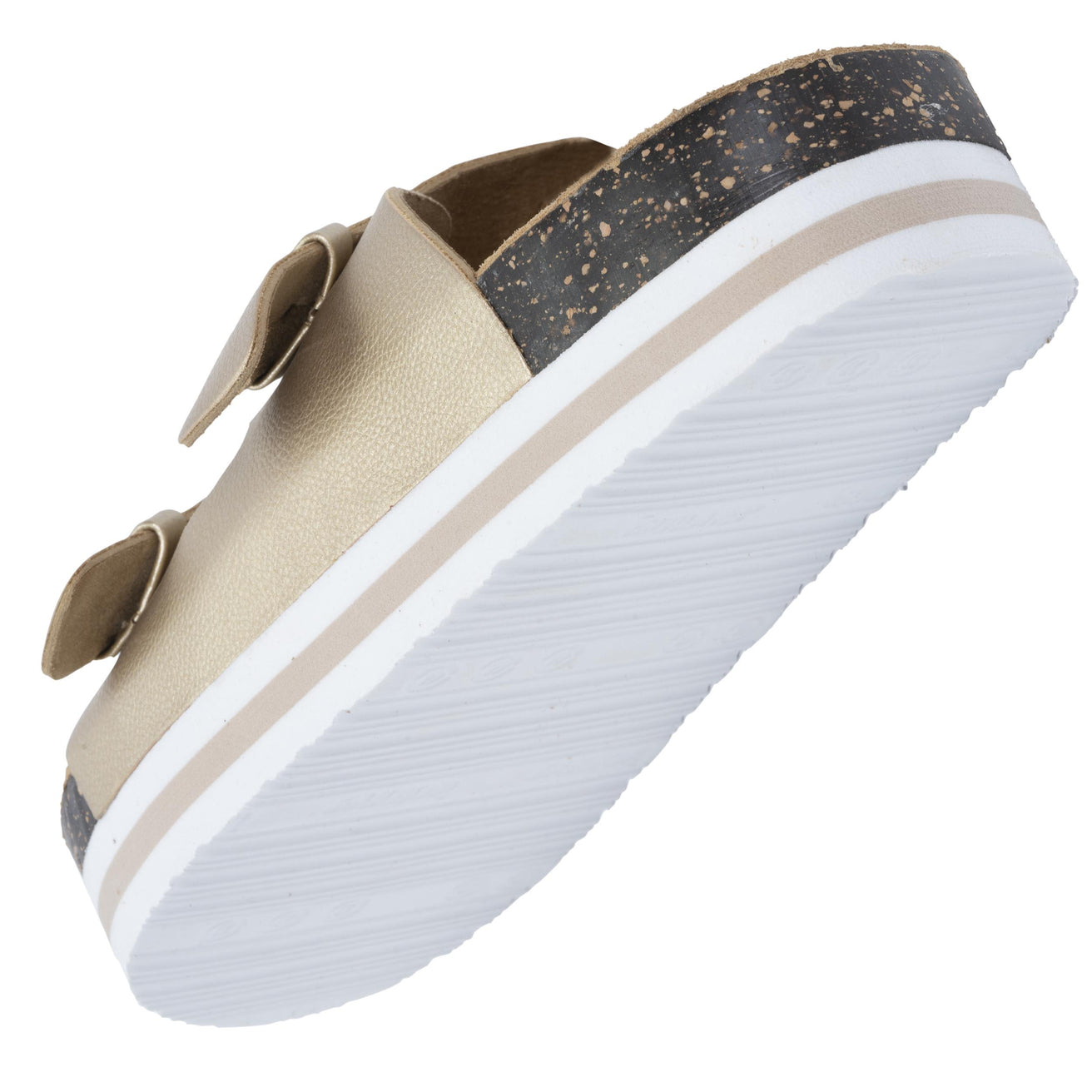 Mules sandalias Mujer Doble Correa plataforma Dorado