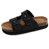 Mules sandalias Mujer Doble Correa plataforma Dorado noir - Isotoner