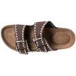 Mules sandalias Mujer Doble Correa Chocolate Bordado