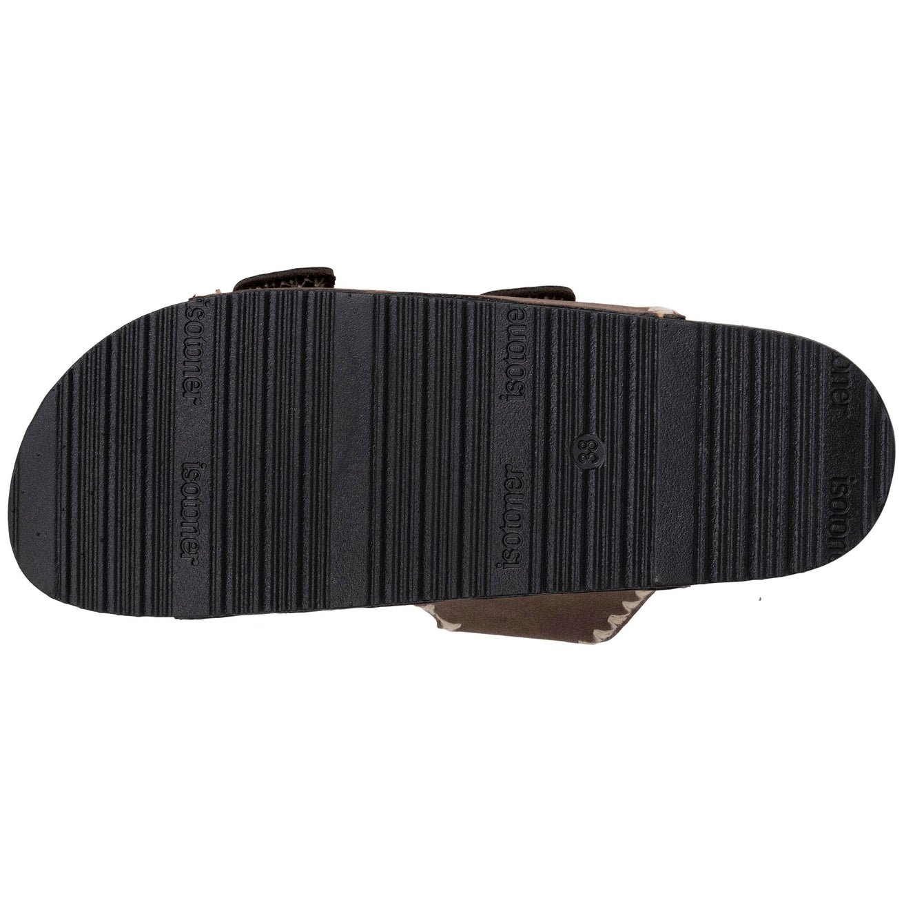 Mules sandalias Mujer Doble Correa Chocolate Bordado