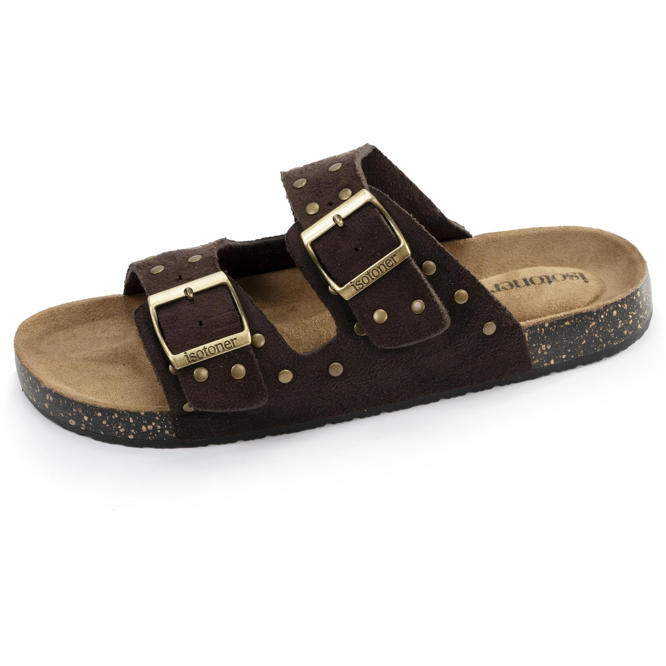 Mules sandalias Mujer Doble Correa Chocolate