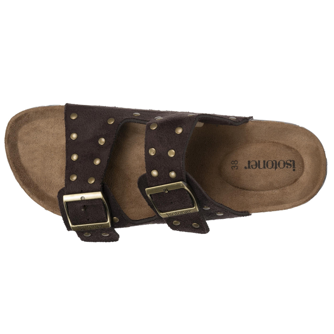 Mules sandalias Mujer Doble Correa Chocolate