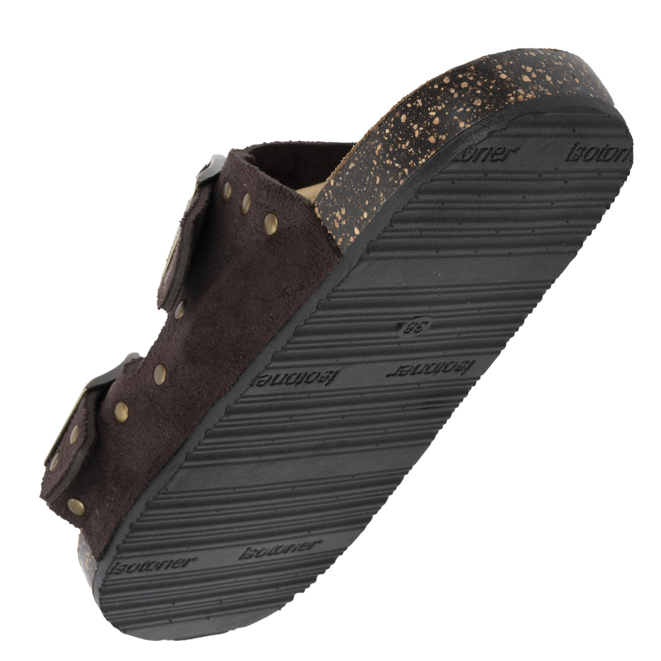 Mules sandalias Mujer Doble Correa Chocolate