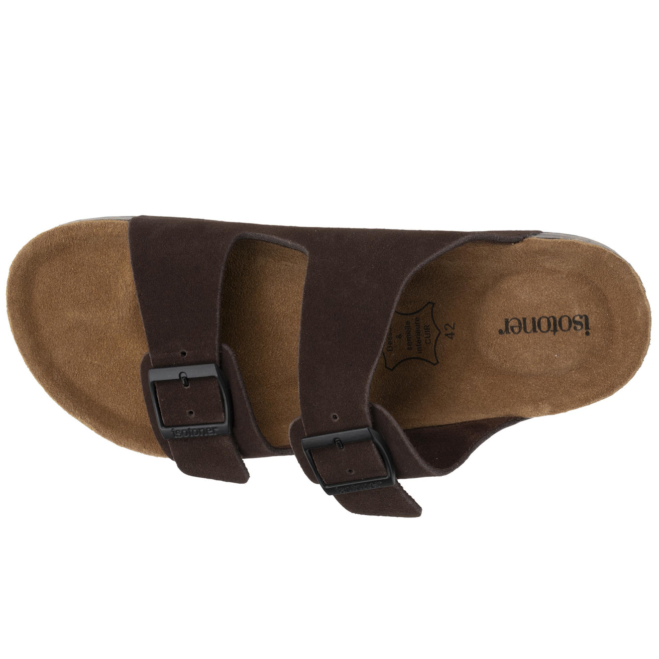 Mules sandalias Hombre Doble Correa cuero Marrón