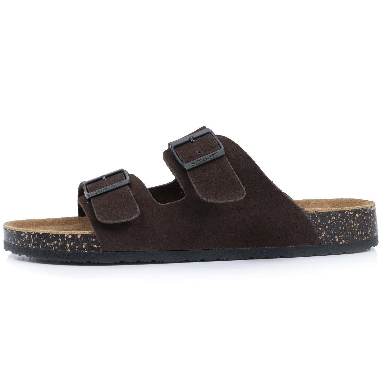 Mules sandalias Hombre Doble Correa cuero Marrón