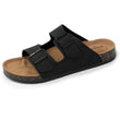 Mules sandalias Hombre Doble Correa cuero Negro