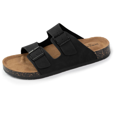 Mules sandalias Hombre Doble Correa cuero Negro - Isotoner