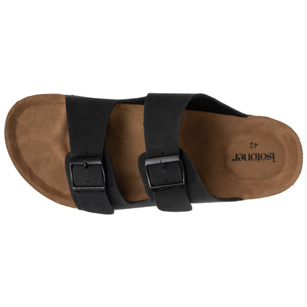 Mules sandalias Hombre Doble Correa cuero Negro - Isotoner