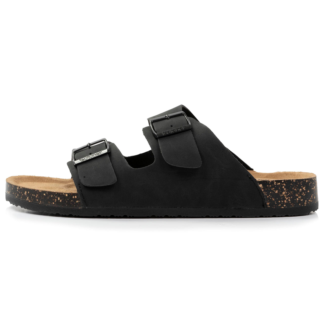 Mules sandalias Hombre Doble Correa cuero Negro